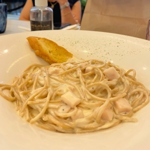 Pasta con Carbonara de Pavo