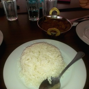 Mutton Curry con arroz basmati 