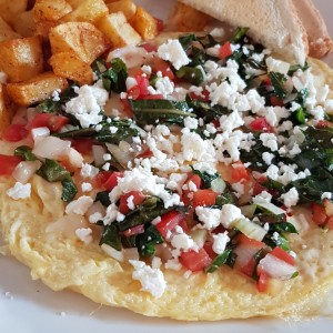 tortilla con feta y espinaca