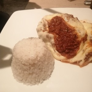 Carnes - Filete Parmigiana con arroz