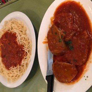 Lengua Guisada con spaghetti
