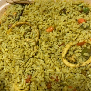 arroz verde con mariscos 