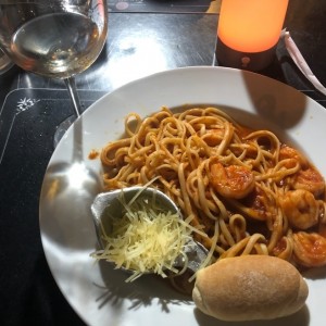 pasta con camarones 