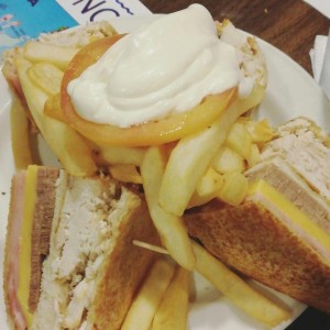 Club Sandwich with French Fries.