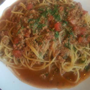 Spaghetti bolognesa de cordero