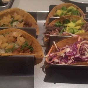 Tacos al pastor, Carnitas y Fish. 