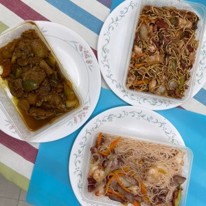 Pollo con curry, Low Mein Especial y Mein Fan Cantonés