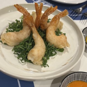 Langostinos tempura